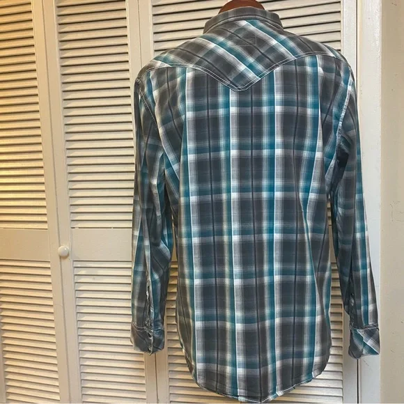 BKE Size XXL Slim Fit Western Snap Plaid Long Sleeve - Picture 4 of 6